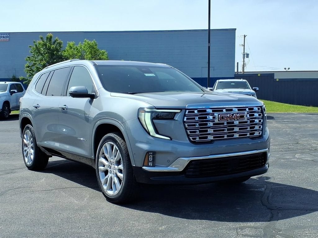 2026 GMC Acadia Denali in Sterling Metallic — front three-quarter view