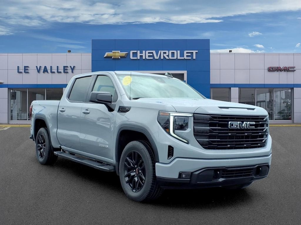 2024 GMC Sierra 1500 Elevation in Thunderstorm Gray — front three-quarter view